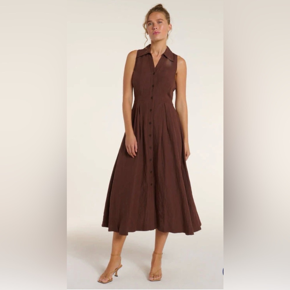 NWT Hermoza Stacia Shaved Chocolates Button-Front Maxi Dress